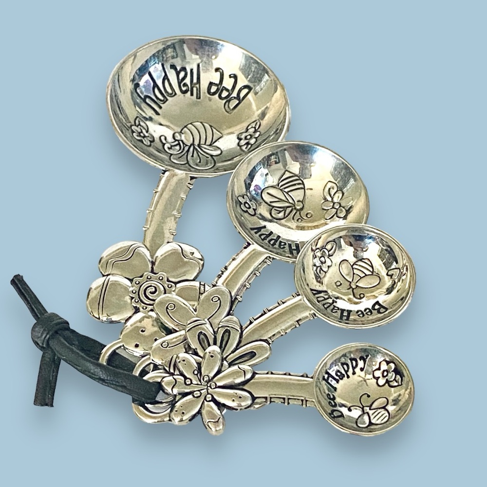 Ganz Measuring Spoon Set Bee Happy Bumble Bees Floral Flowers - Picture 6 of 9